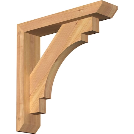 Ekena Millwork Merced Slat Smooth Bracket w/ Offset Brace, Western Red Cedar, 3 1/2"W x 16"D x 16"H BKT0402X16X16MRC06SWR